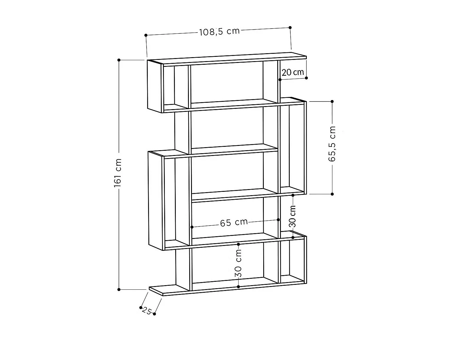 Bibliothèque Dmarginea, Etagère de bureau, Porte-livre mobile, Librairie, 110x26 h161 cm, Blanc