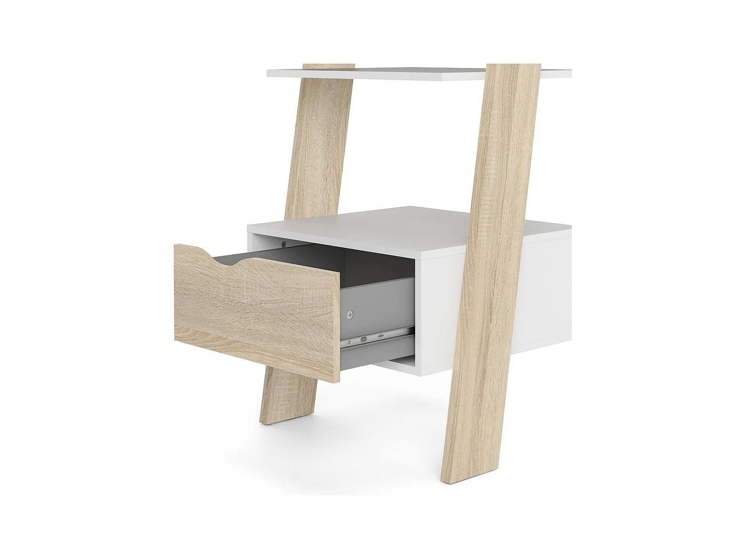 Dsol boekenkast, Kantoorplank, Boekenkast, Bibliotheek, 55x48 h180 cm, Wit en Eiken