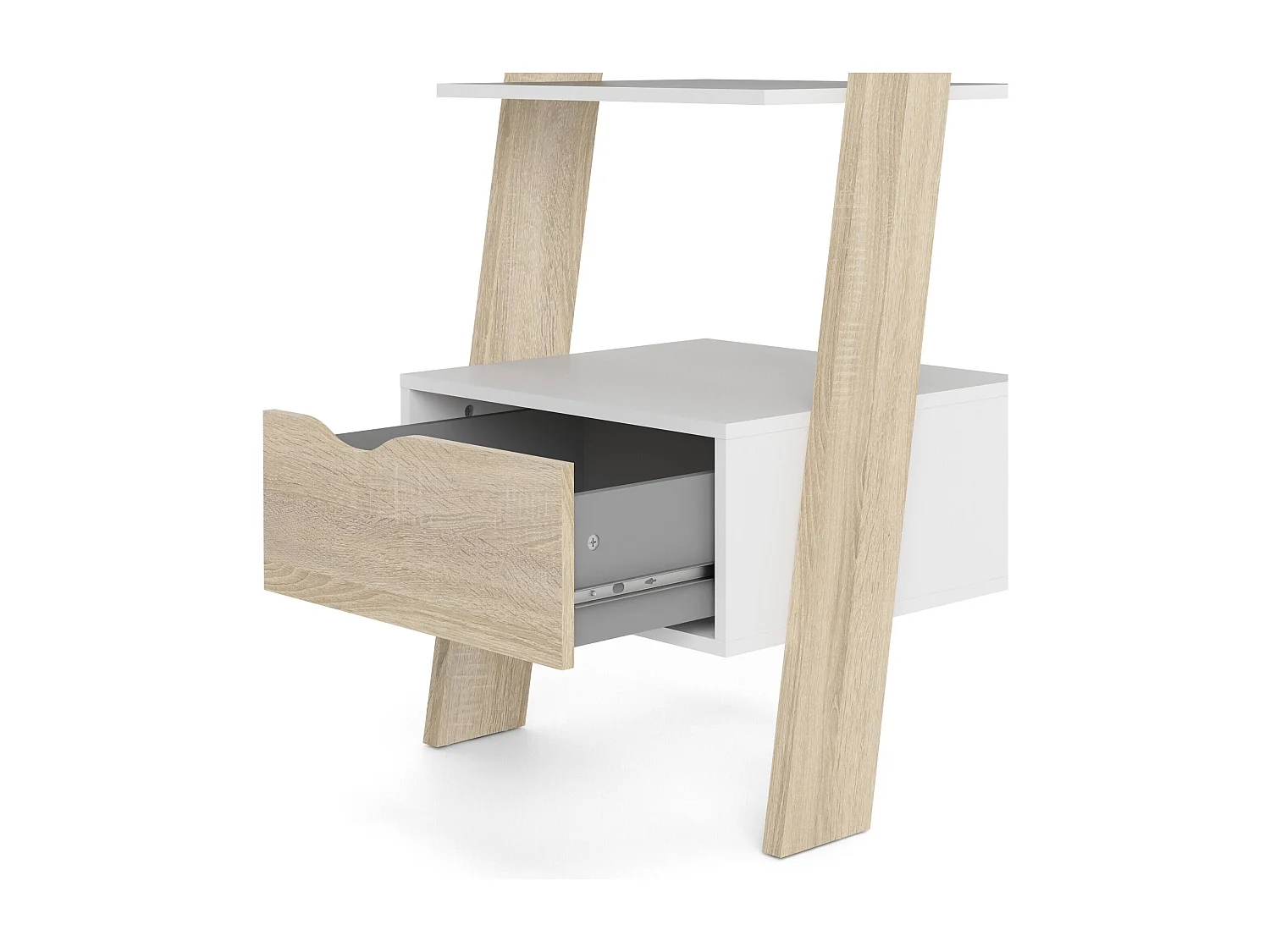 Bücherregal Dsol, Büroregal, Mobiler Buchhalter, Bücherbrett, 55x48 h180 cm, WeiÃŸ und Eiche