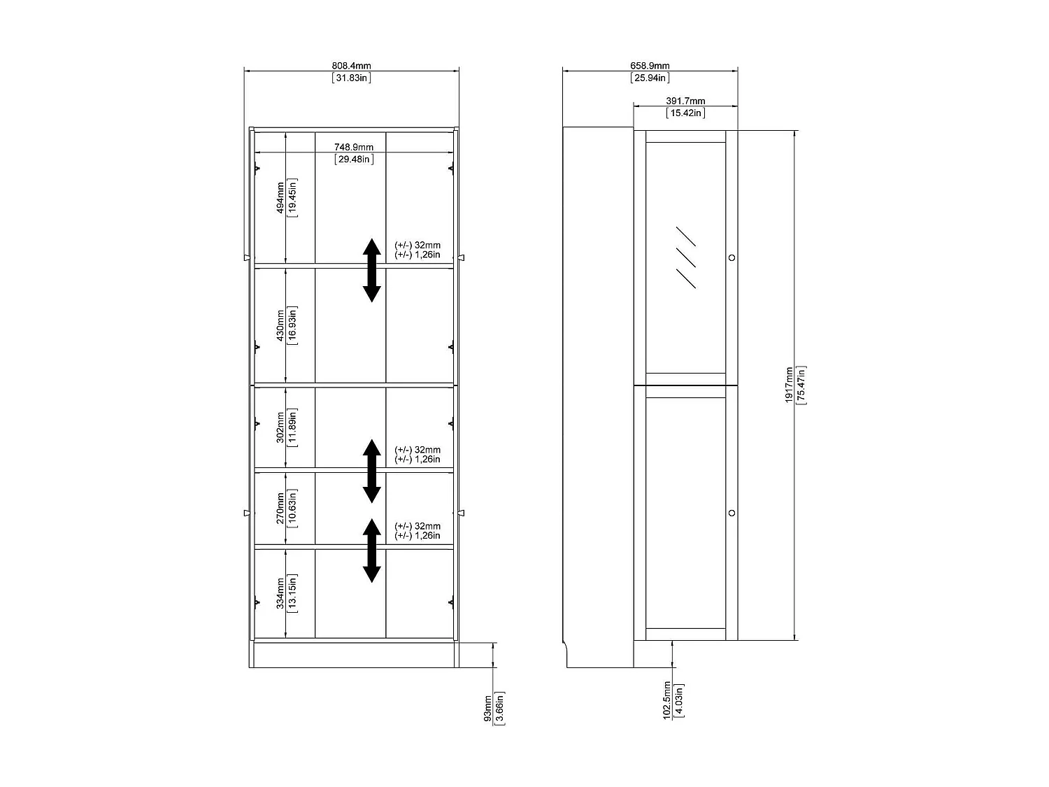 Bibliothèque Dsnidar, Etagère de bureau, Porte-livre mobile, Librairie, 79x28 h203 cm, Blanc