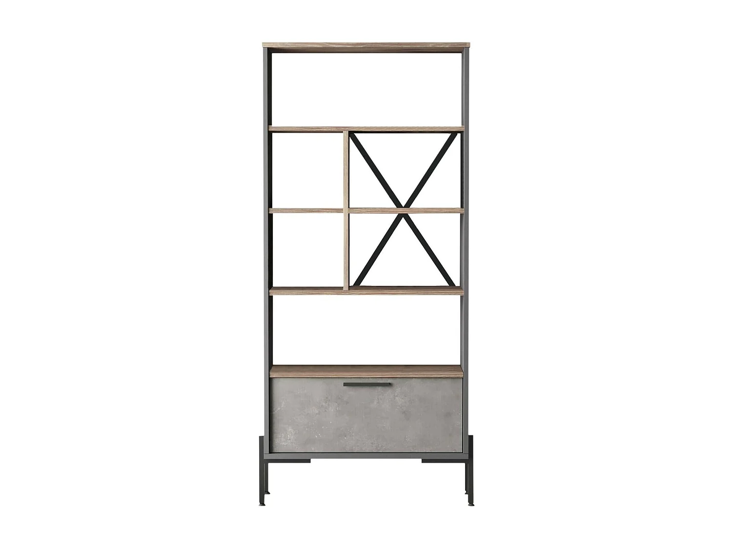 Dmora - Libreria Fabrice, 76x45 h161 cm, Marrone e Grigio