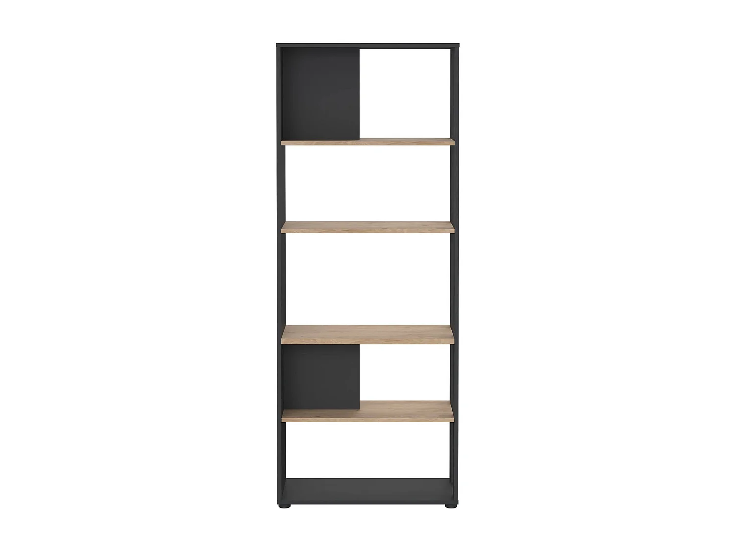 Bibliothèque Dspelt, Etagère de bureau, Porte-livre mobile, Librairie, 80x34 h205 cm, Chêne et Gris