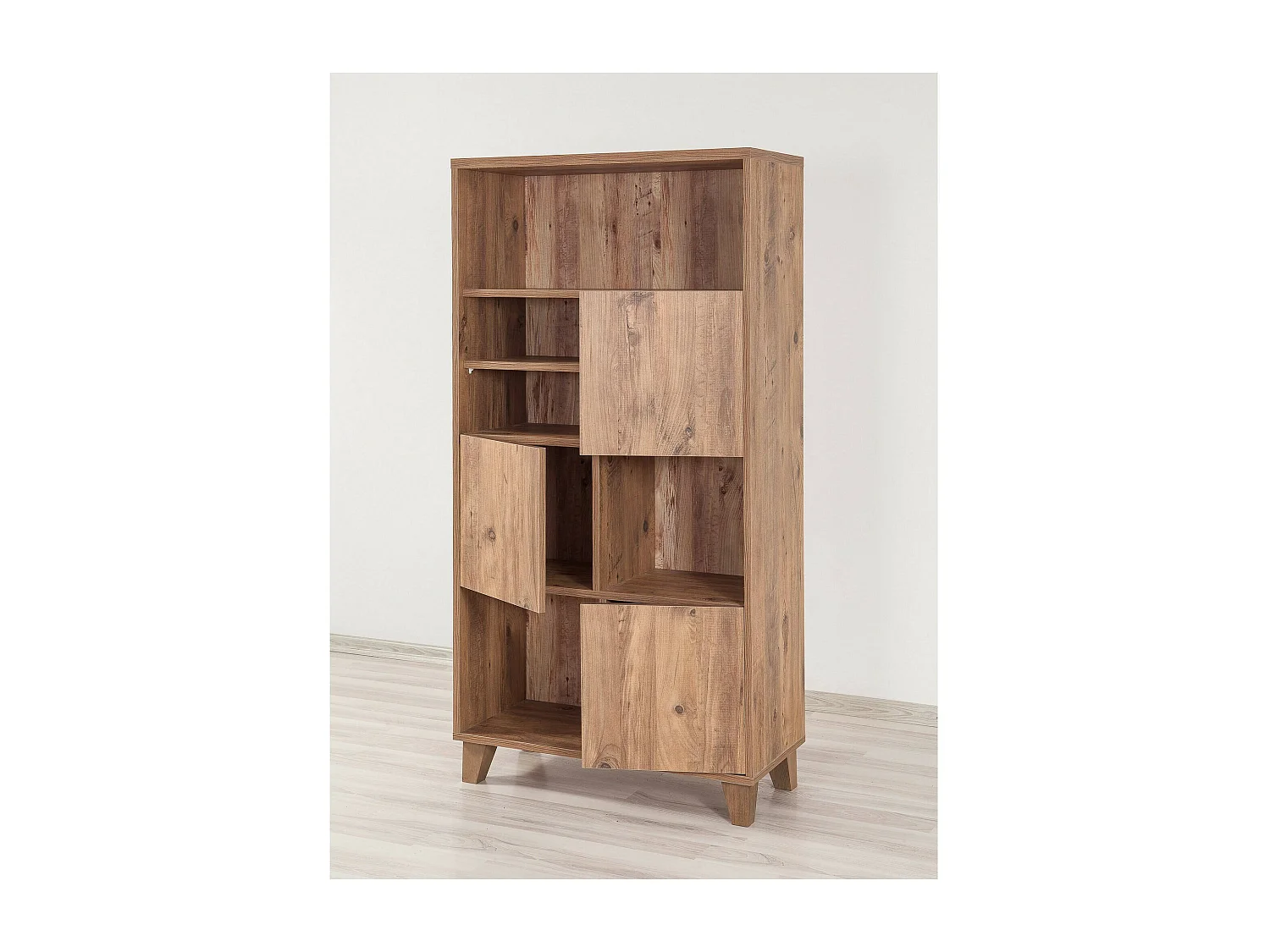 Bibliothèque Dtomb, Etagère de bureau, Porte-livre mobile, Librairie, 80x36 h155 cm, Chêne