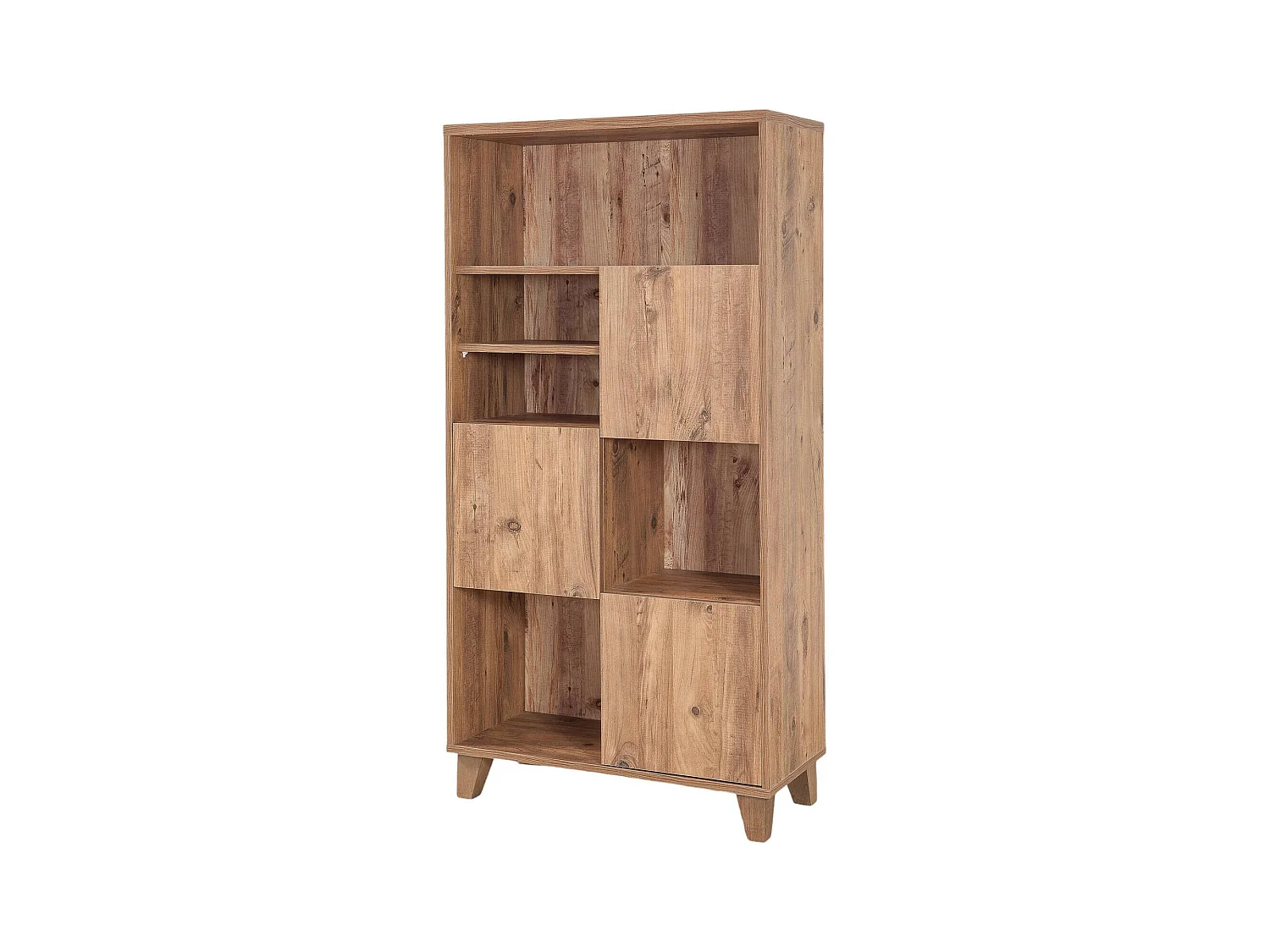 Bibliothèque Dtomb, Etagère de bureau, Porte-livre mobile, Librairie, 80x36 h155 cm, Chêne