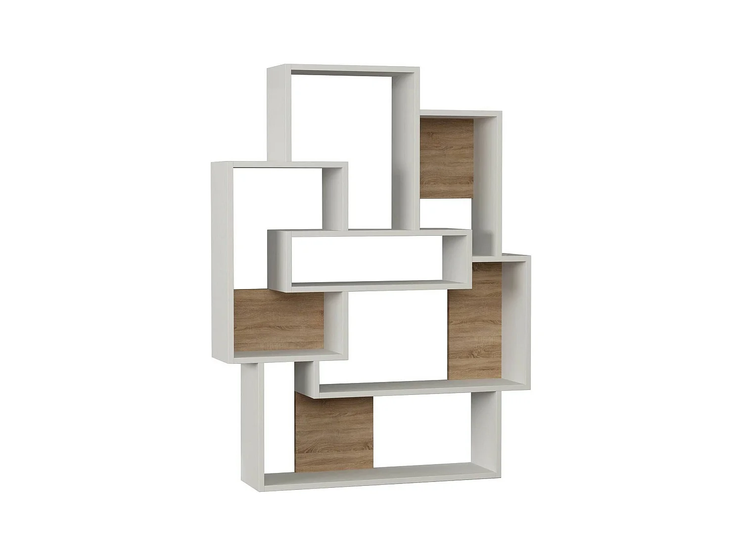 Bibliothèque Dalvarezmartine, Etagère de bureau, Porte-livre mobile, Librairie, 101x22 h132 cm, Blanc et chêne