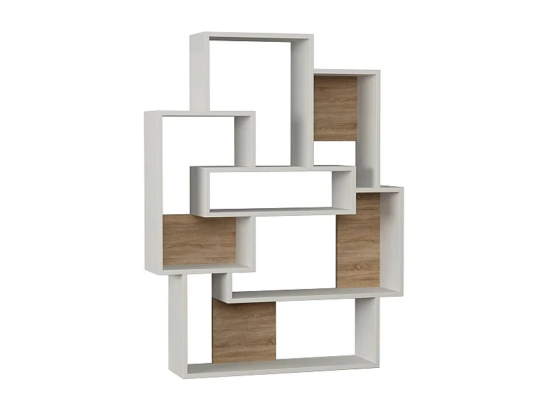 Bibliothèque Dalvarezmartine, Etagère de bureau, Porte-livre mobile, Librairie, 101x22 h132 cm, Blanc et chêne