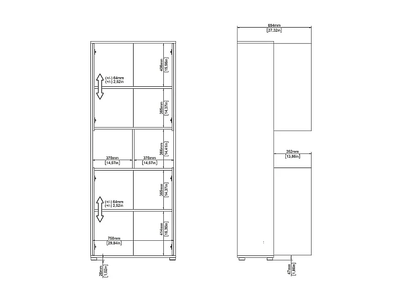 Dmora - Credenza Pierre, 80x34 h205 cm, Rovere e Bianco