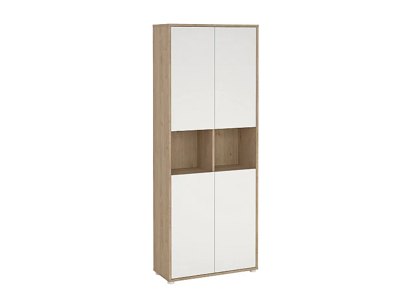 Bücherregal Dtavca, Büroregal, Mobiler Buchhalter, Bücherbrett, 80x34 h205 cm, Eiche und Weiß