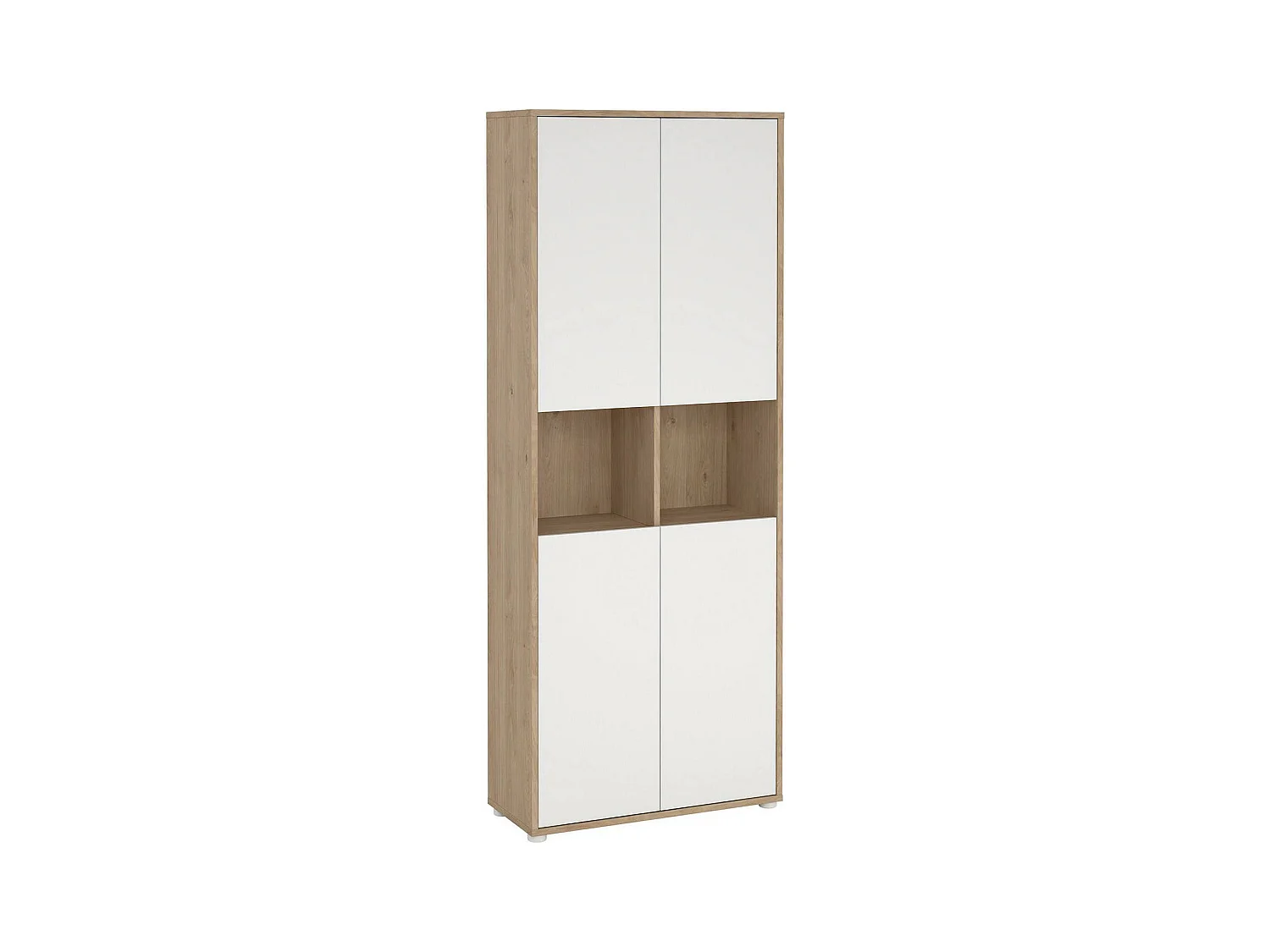 Bibliothèque Dtavca, Etagère de bureau, Porte-livre mobile, Librairie, 80x34 h205 cm, Chêne clair et Blanc