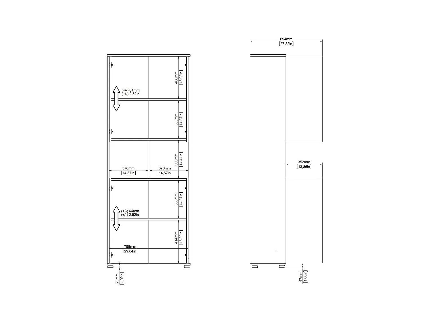 Bibliothèque Dtavca, Etagère de bureau, Porte-livre mobile, Librairie, 80x34 h205 cm, Chêne clair et Blanc