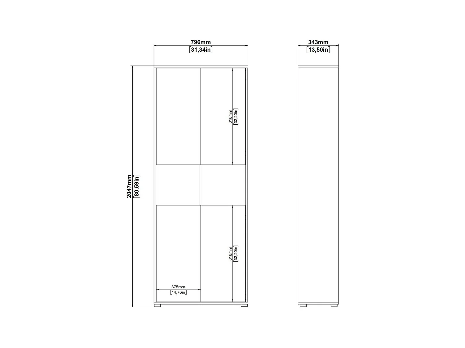 Bibliothèque Dtavca, Etagère de bureau, Porte-livre mobile, Librairie, 80x34 h205 cm, Chêne clair et Blanc