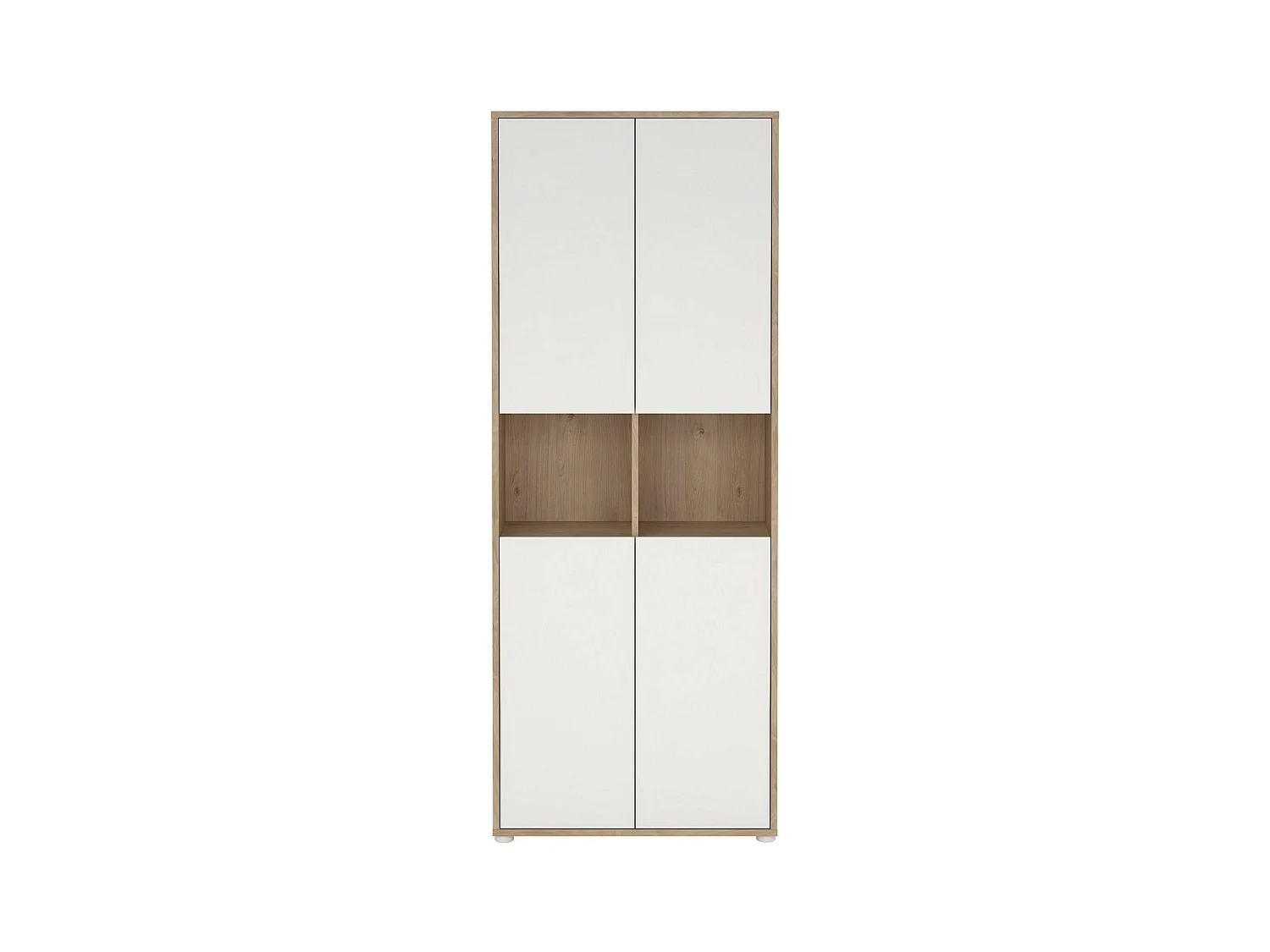 Bibliothèque Dtavca, Etagère de bureau, Porte-livre mobile, Librairie, 80x34 h205 cm, Chêne clair et Blanc