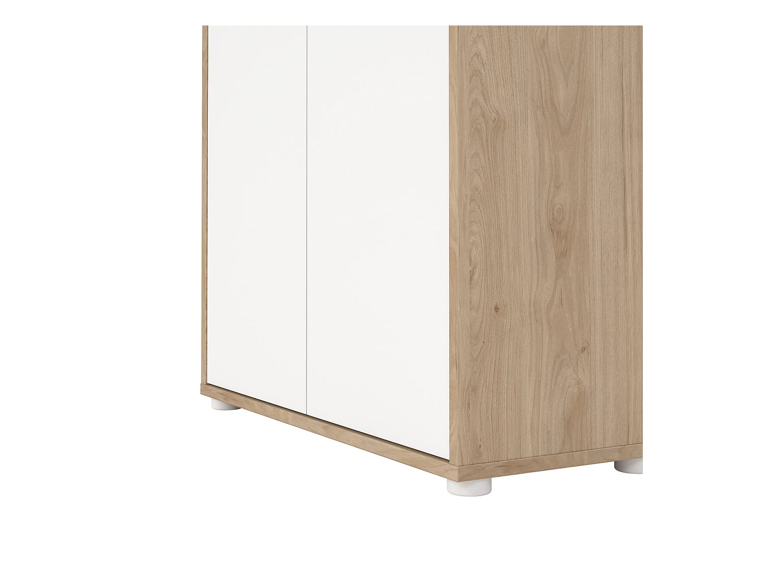 Bibliothèque Dtavca, Etagère de bureau, Porte-livre mobile, Librairie, 80x34 h205 cm, Chêne clair et Blanc