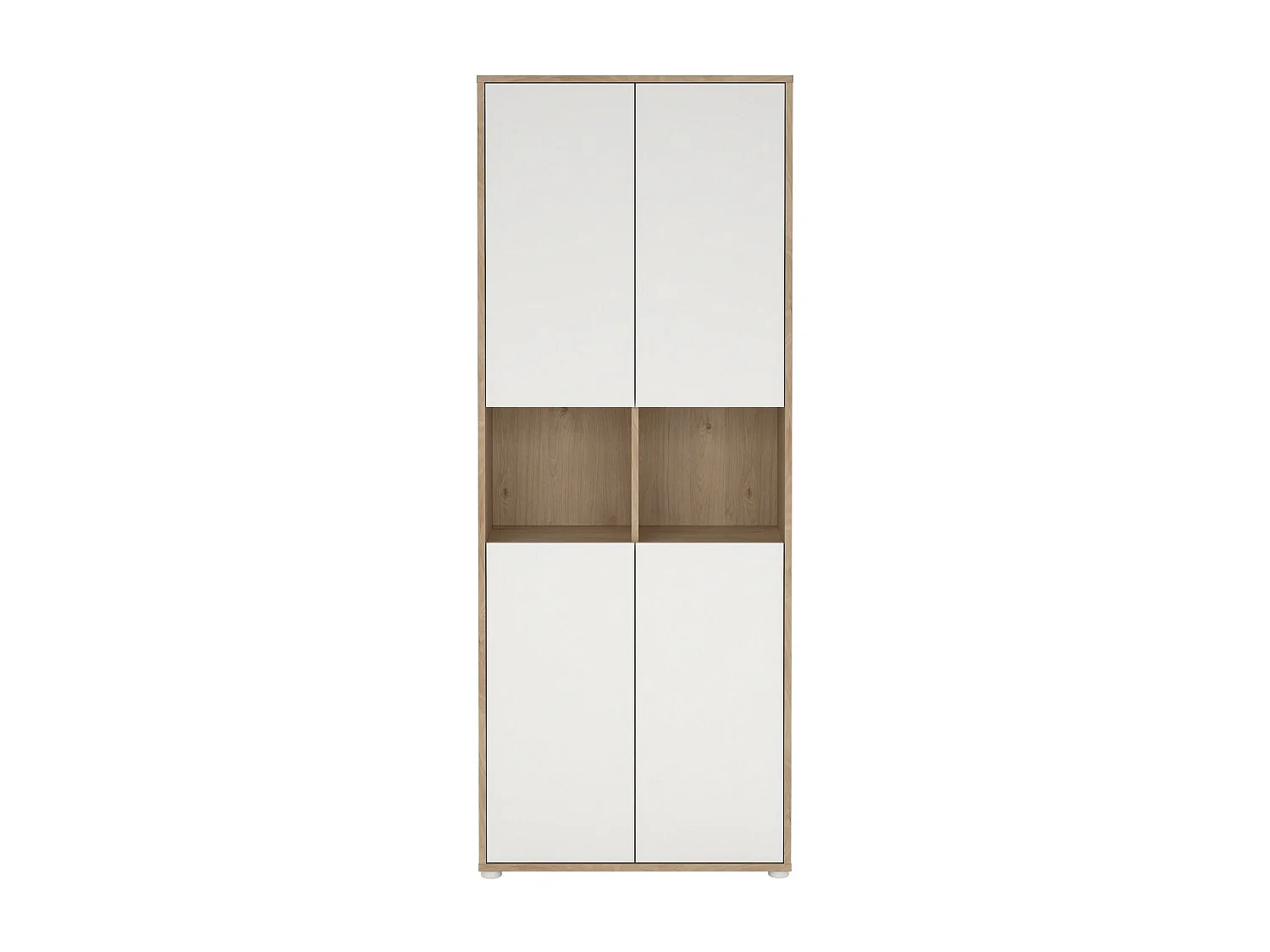 Bücherregal Dtavca, Büroregal, Mobiler Buchhalter, Bücherbrett, 80x34 h205 cm, Eiche und Weiß