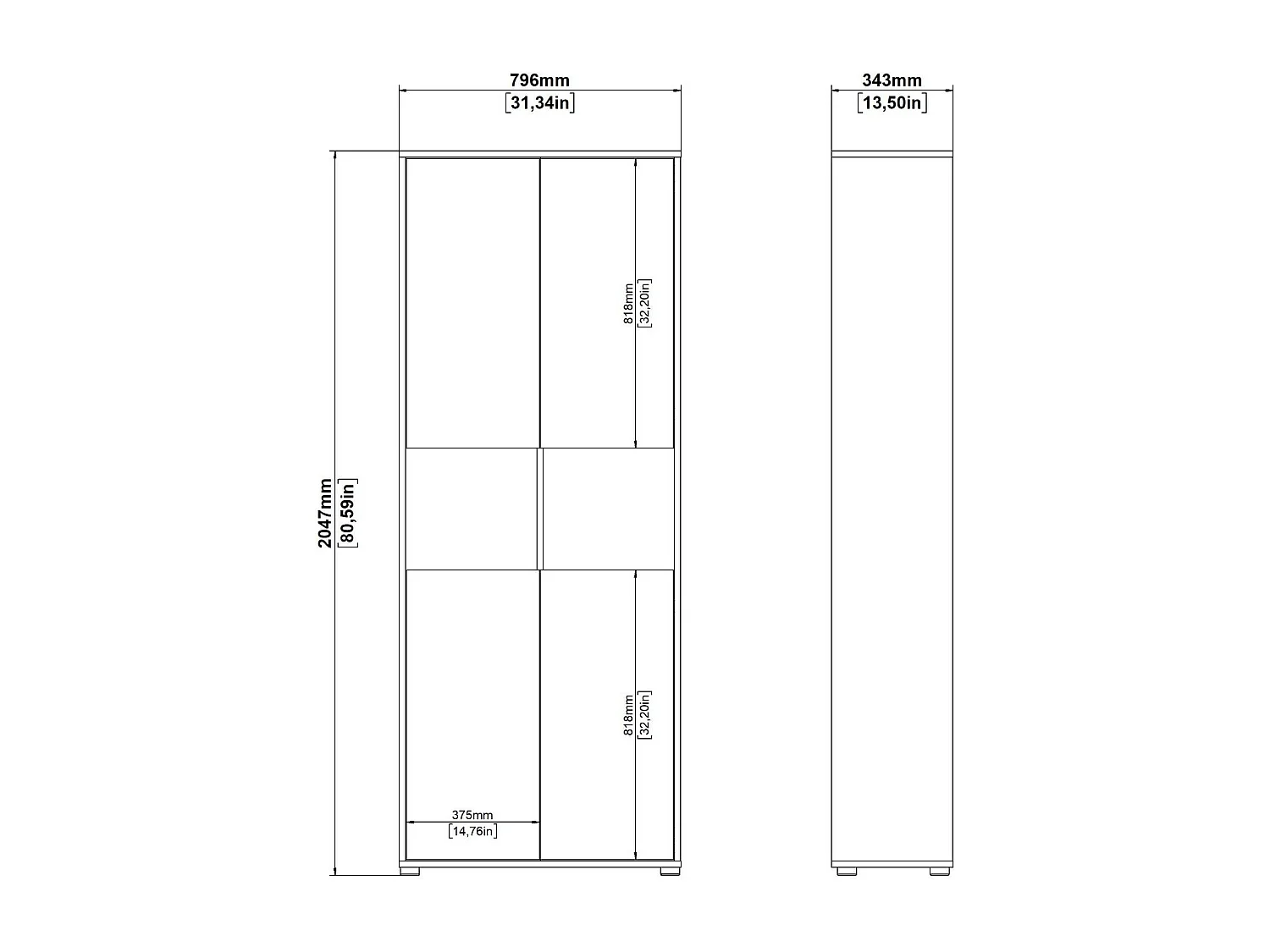 Bücherregal Dtavca, Büroregal, Mobiler Buchhalter, Bücherbrett, 80x34 h205 cm, Eiche und Weiß