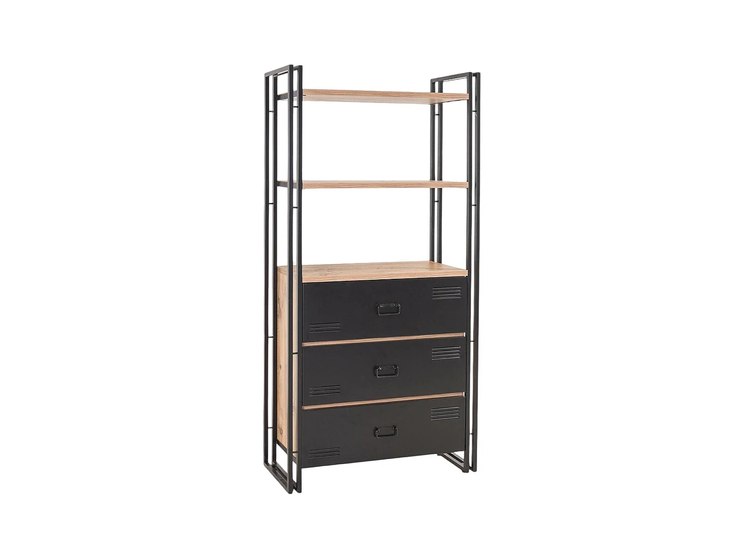 Estante para libros Dmorachiol, Estante de oficina, Porta libros móvil, Biblioteca, 90x35 h180 cm, Roble y Negro