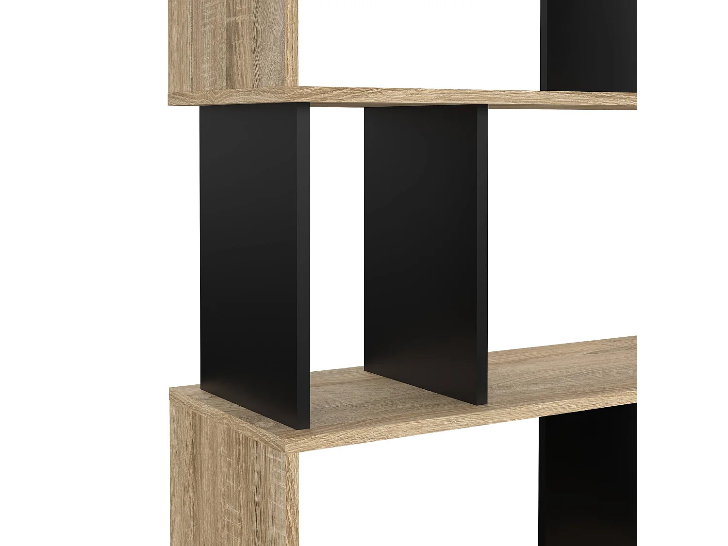 Bibliothèque Dscamacc, Etagère de bureau, Porte-livre mobile, Librairie, 80x29 h175 cm, Chêne et Noir
