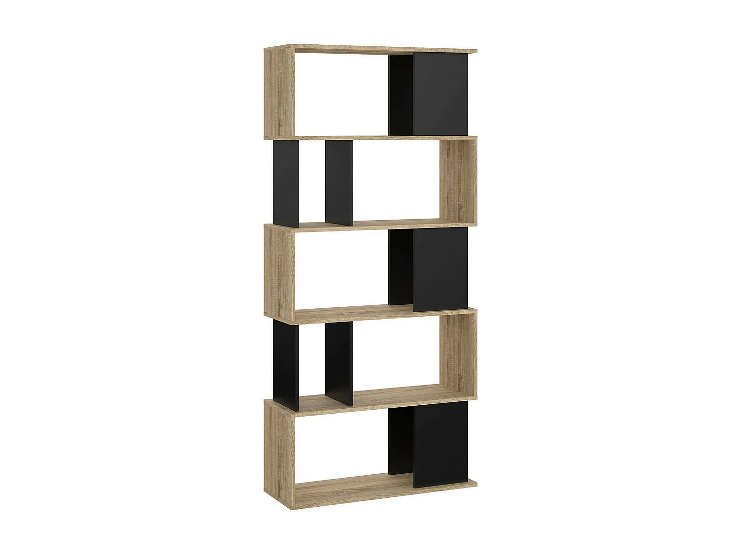 Bibliothèque Dscamacc, Etagère de bureau, Porte-livre mobile, Librairie, 80x29 h175 cm, Chêne et Noir