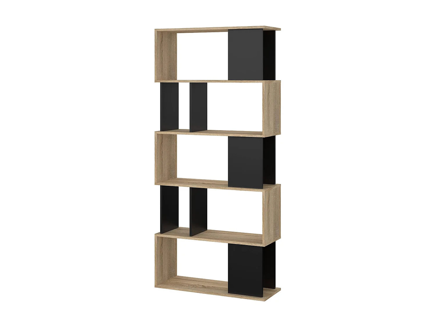 Dscamacc boekenkast, Kantoorplank, Boekenkast, Bibliotheek, 80x29 h175 cm, Eiken en Zwart