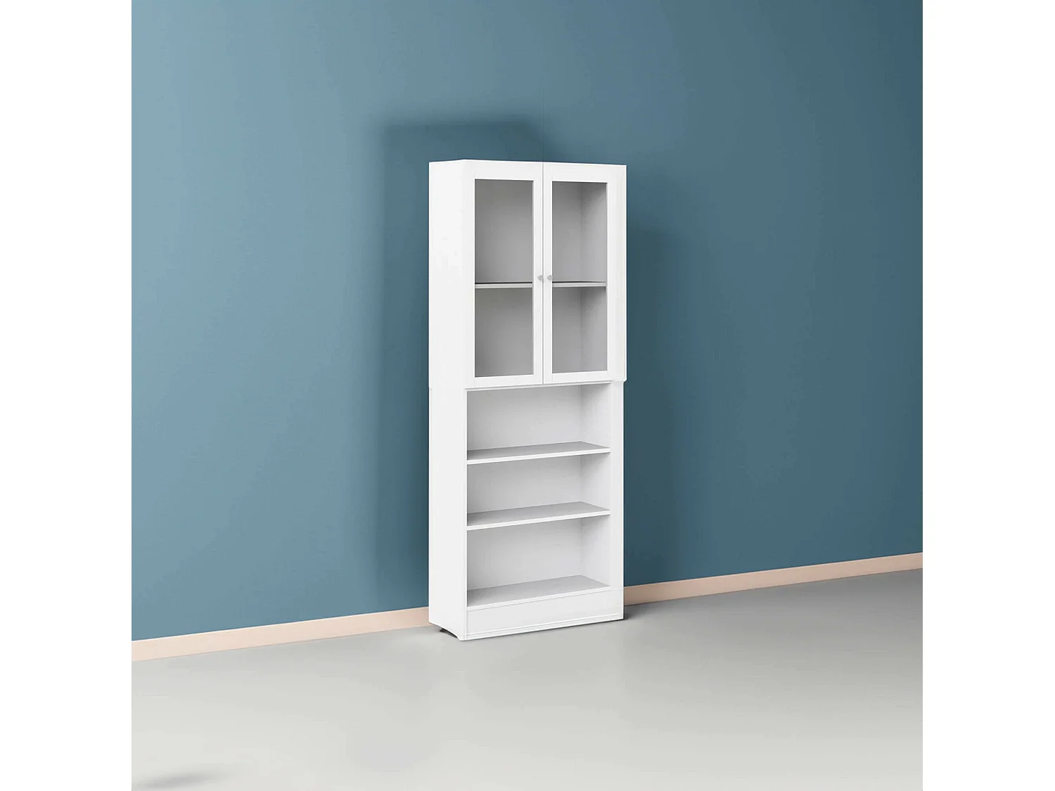 Estante para libros Dsmallin, Estante de oficina, Porta libros móvil, Biblioteca, 79x28 h203 cm, Blanco
