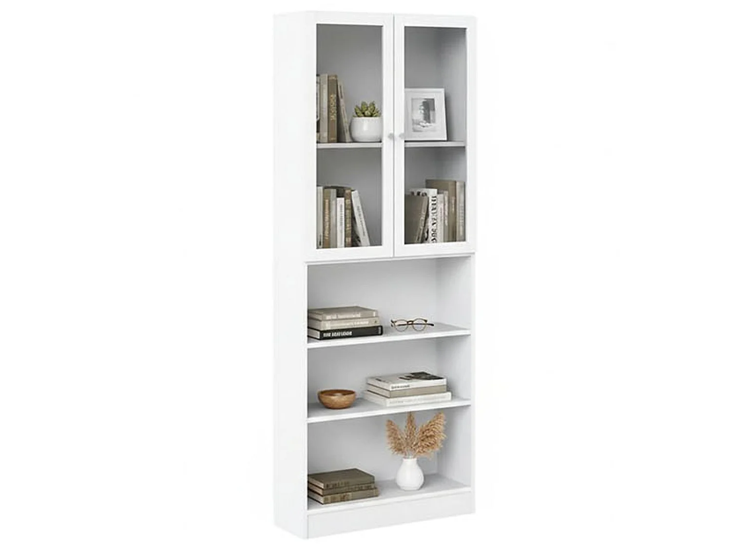 Bücherregal Dsmallin, Büroregal, Mobiler Buchhalter, Bücherbrett, 79x28 h203 cm, WeiÃŸ