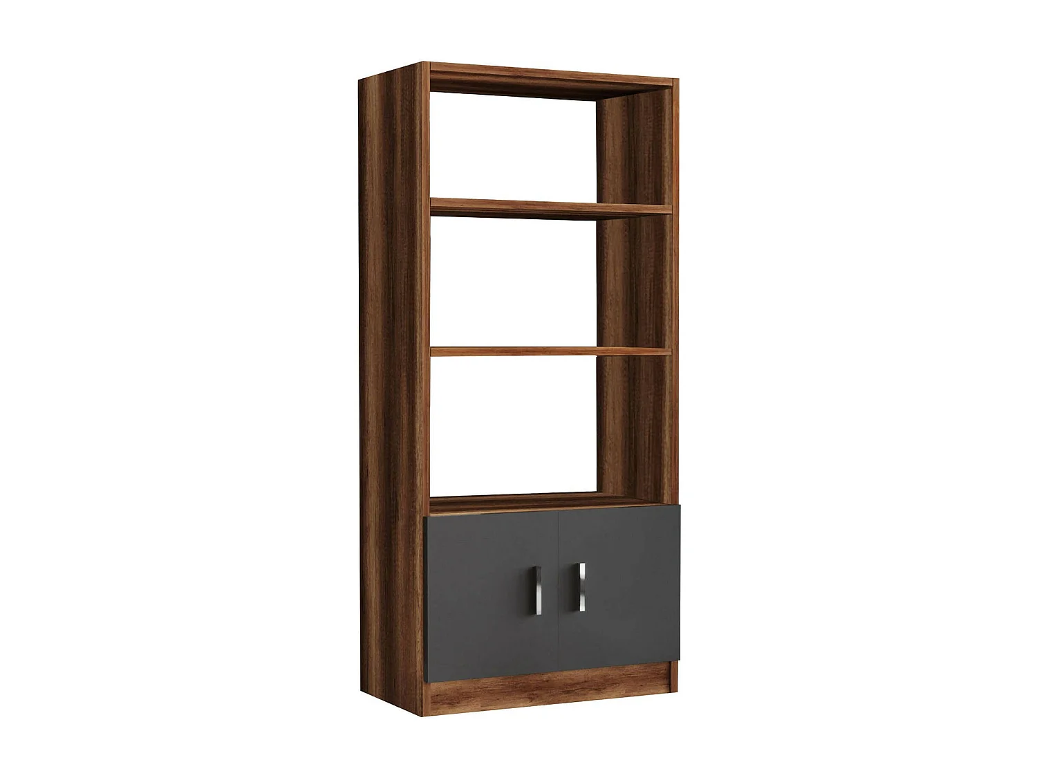 Bibliothèque Dlegrottagli, Etagère de bureau, Porte-livre mobile, Librairie, 64x38 h140 cm, Noyer et Anthracite