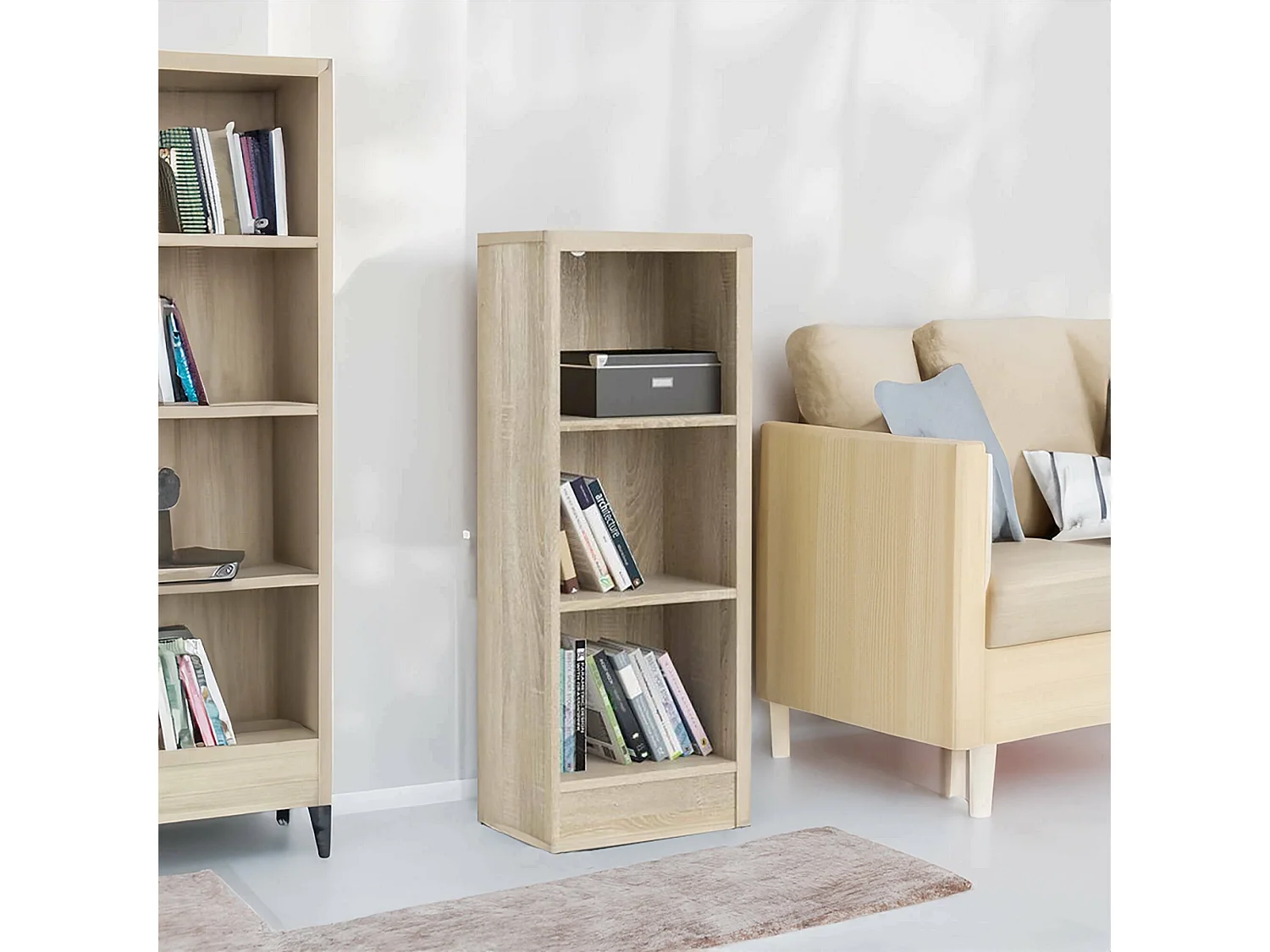 Dsavoin boekenkast, Kantoorplank, Boekenkast, Bibliotheek, 41x27 h107 cm, Eiken