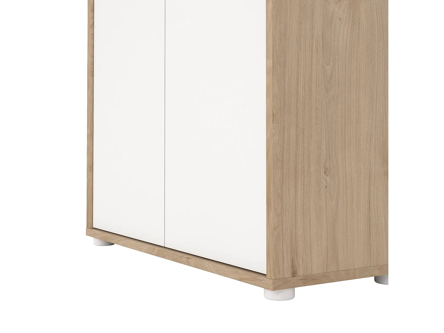 Bibliothèque Dtass, Etagère de bureau, Porte-livre mobile, Librairie, 80x34 h124 cm, Chêne clair et Blanc