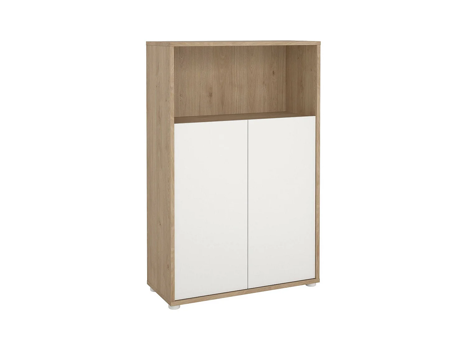 Bibliothèque Dtass, Etagère de bureau, Porte-livre mobile, Librairie, 80x34 h124 cm, Chêne clair et Blanc