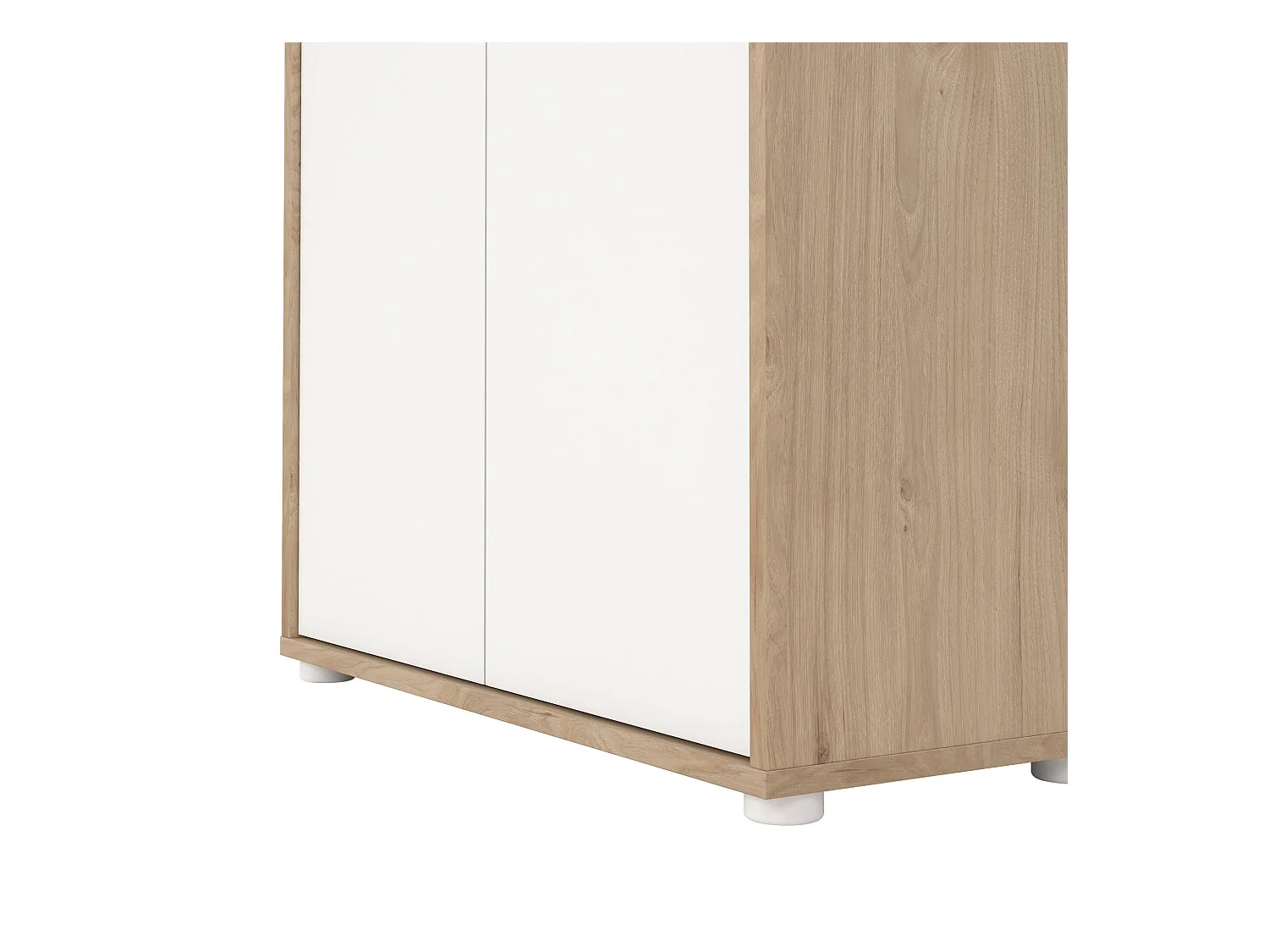 Bibliothèque Dtass, Etagère de bureau, Porte-livre mobile, Librairie, 80x34 h124 cm, Chêne clair et Blanc