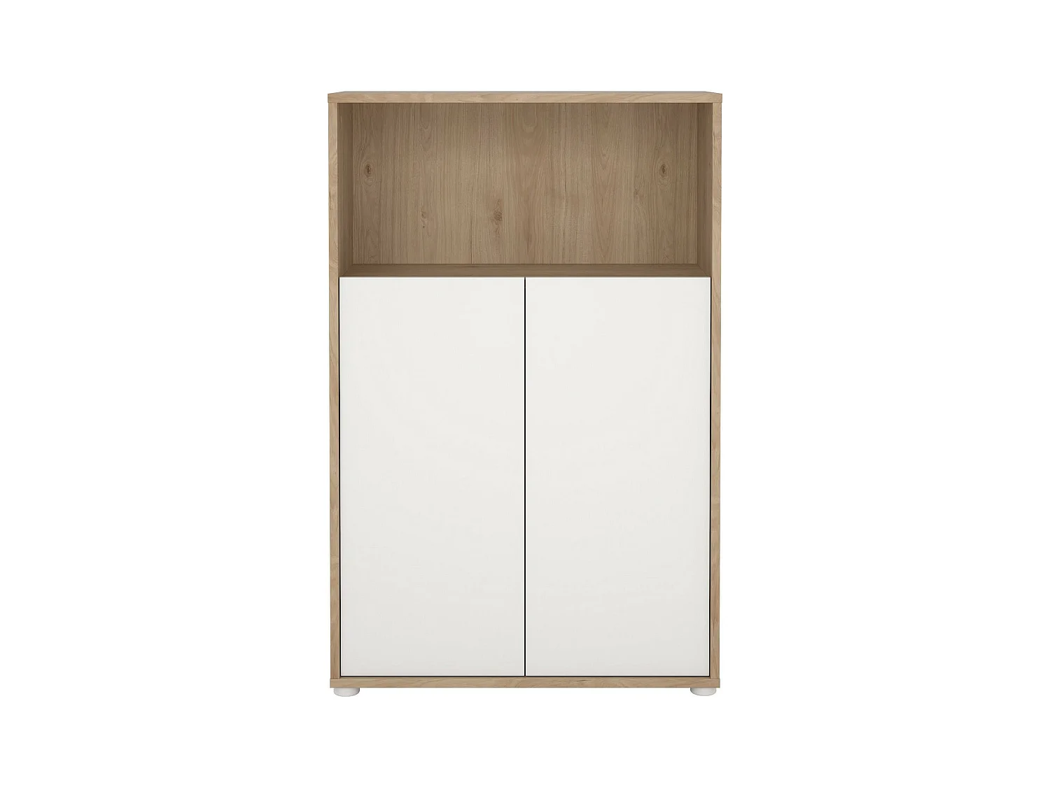 Bibliothèque Dtass, Etagère de bureau, Porte-livre mobile, Librairie, 80x34 h124 cm, Chêne clair et Blanc