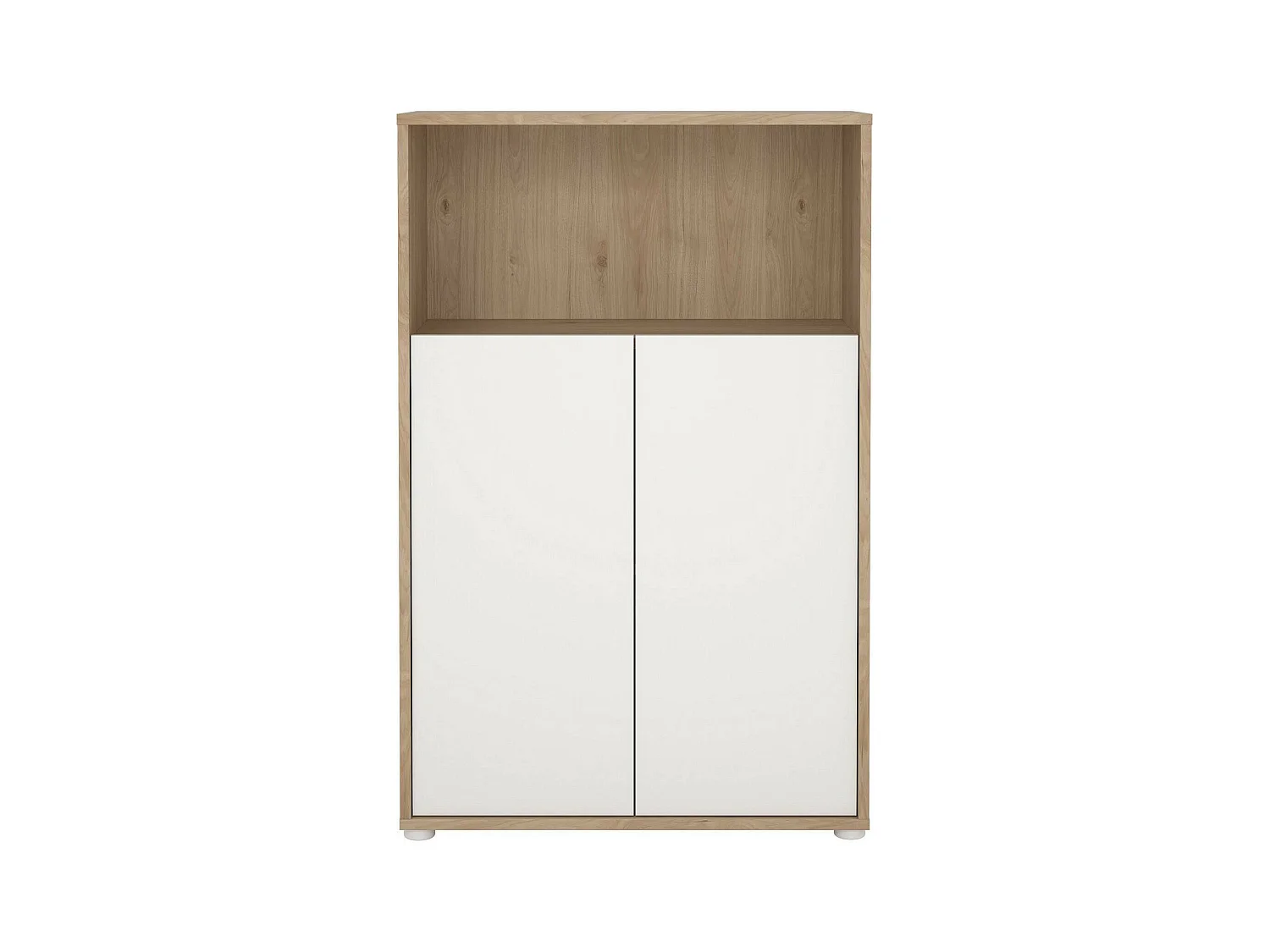 Bibliothèque Dtass, Etagère de bureau, Porte-livre mobile, Librairie, 80x34 h124 cm, Chêne clair et Blanc