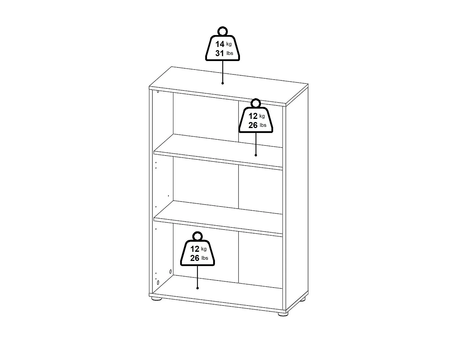Bibliothèque Dtass, Etagère de bureau, Porte-livre mobile, Librairie, 80x34 h124 cm, Chêne clair et Blanc