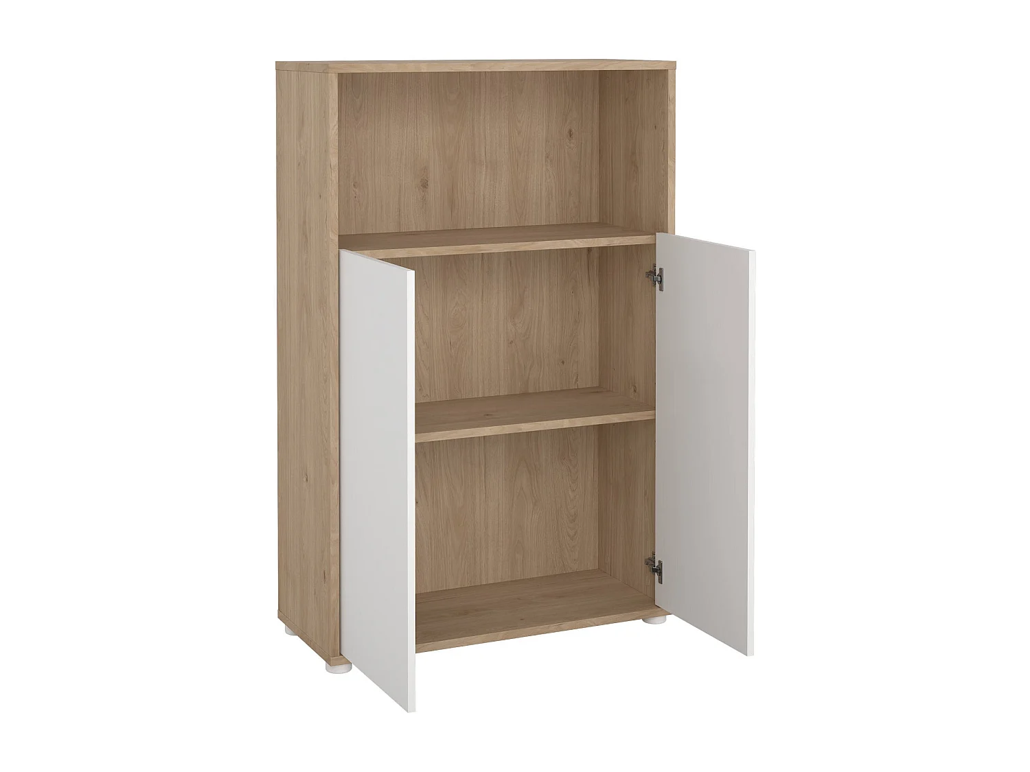 Bücherregal Dtass, Büroregal, Mobiler Buchhalter, Bücherbrett, 80x34 h124 cm, Eiche und Weiß