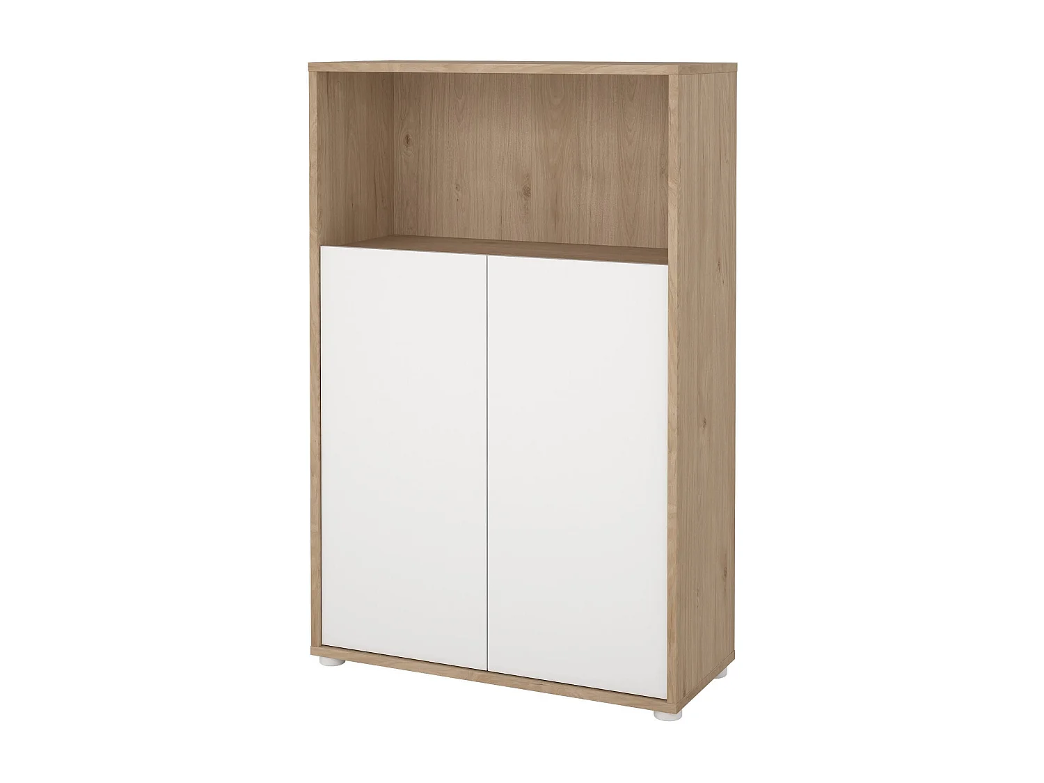 Bibliothèque Dtass, Etagère de bureau, Porte-livre mobile, Librairie, 80x34 h124 cm, Chêne clair et Blanc