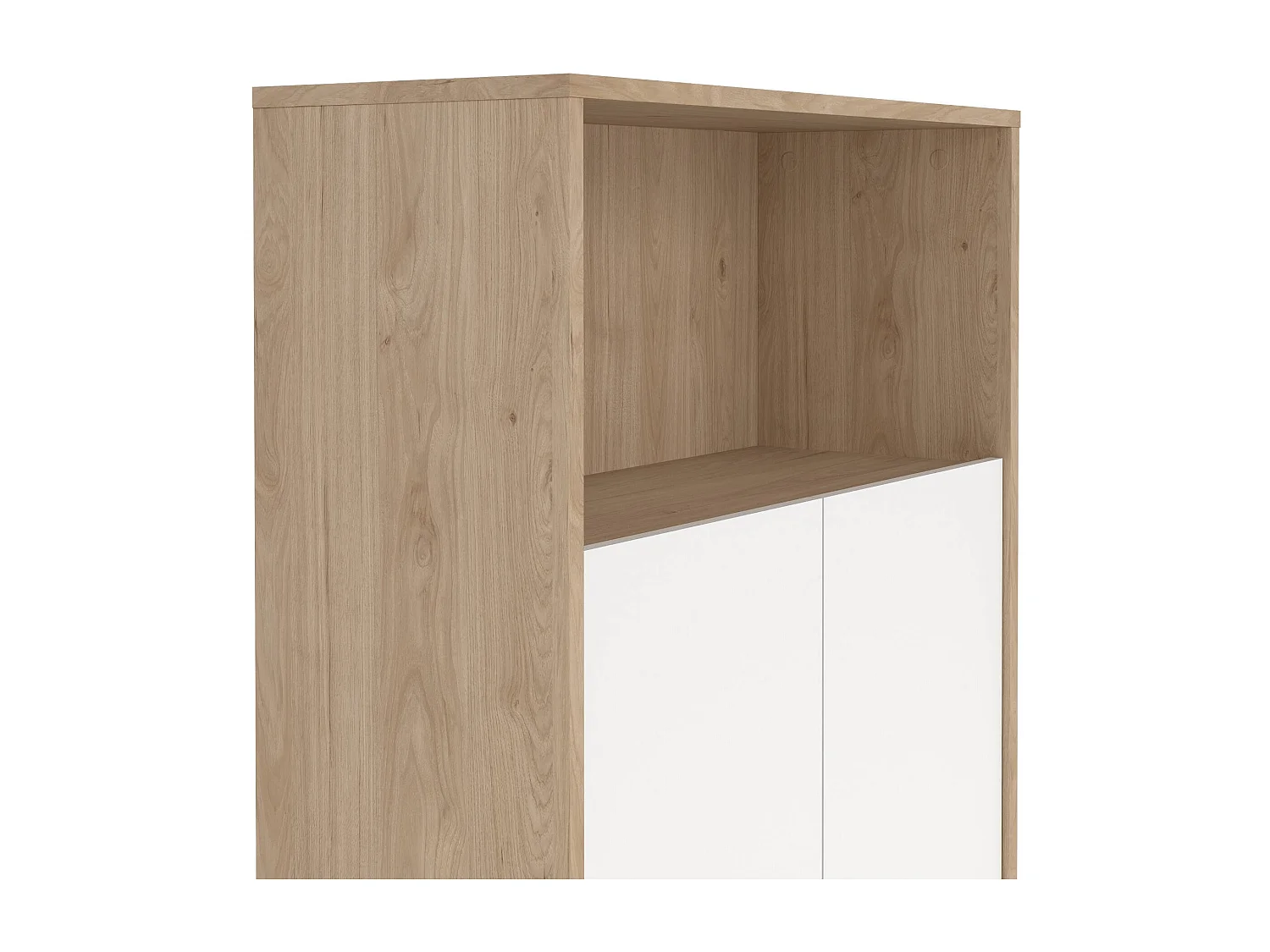 Estante Dtass, estante de escritório, estante, biblioteca, 80x34 h124 cm, carvalho e branco