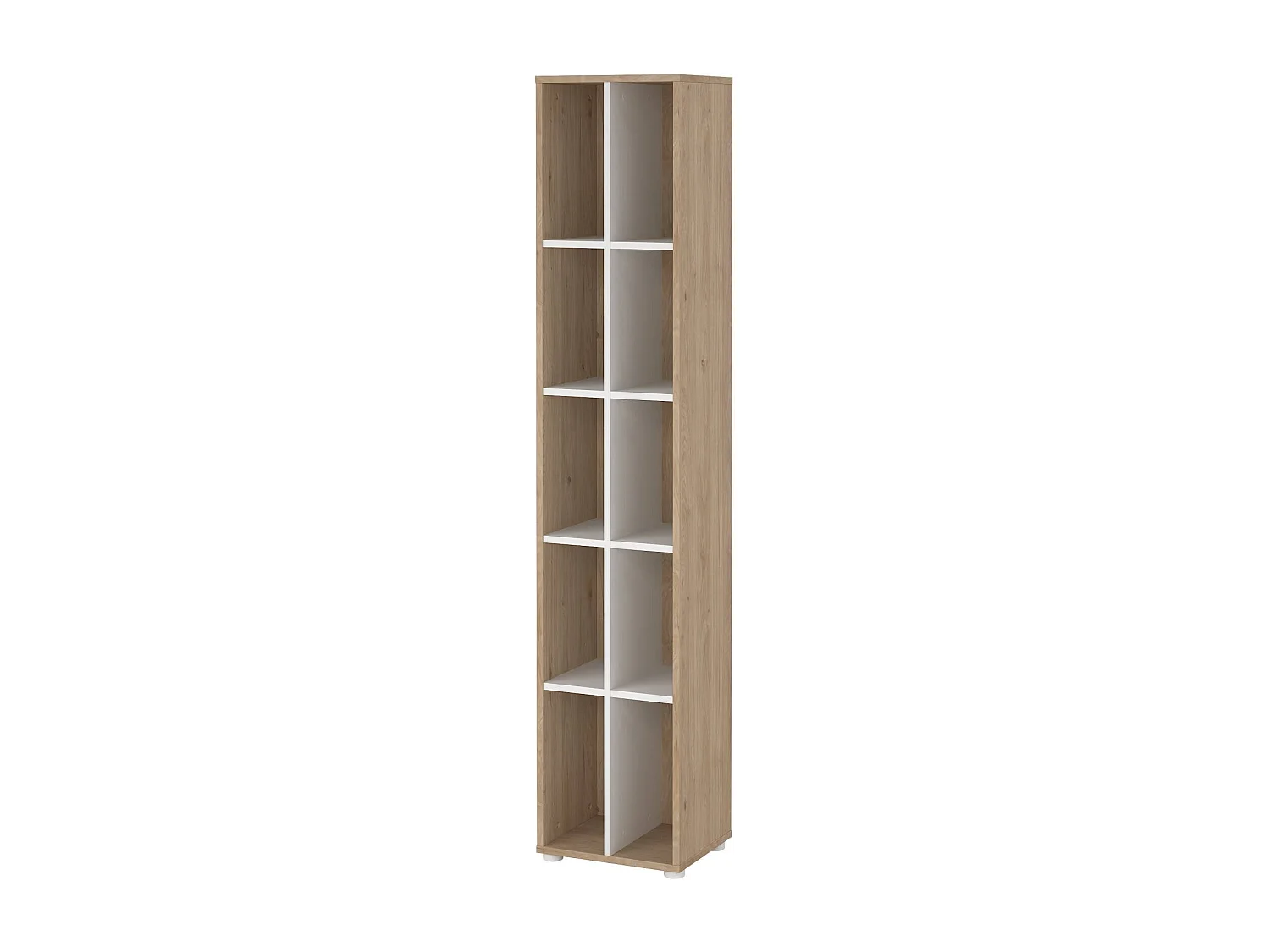 Bibliothèque Dtedesc, Etagère de bureau, Porte-livre mobile, Librairie, 41x34 h205 cm, Chêne clair et Blanc