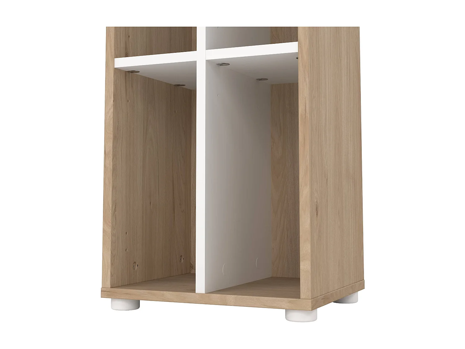 Bibliothèque Dtedesc, Etagère de bureau, Porte-livre mobile, Librairie, 41x34 h205 cm, Chêne clair et Blanc