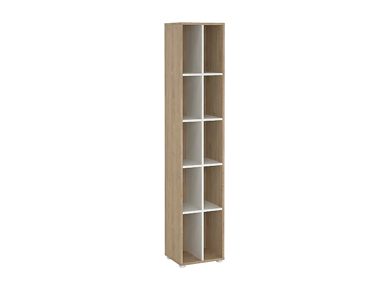 Bücherregal Dtedesc, Büroregal, Mobiler Buchhalter, Bücherbrett, 41x34 h205 cm, Eiche und WeiÃŸ