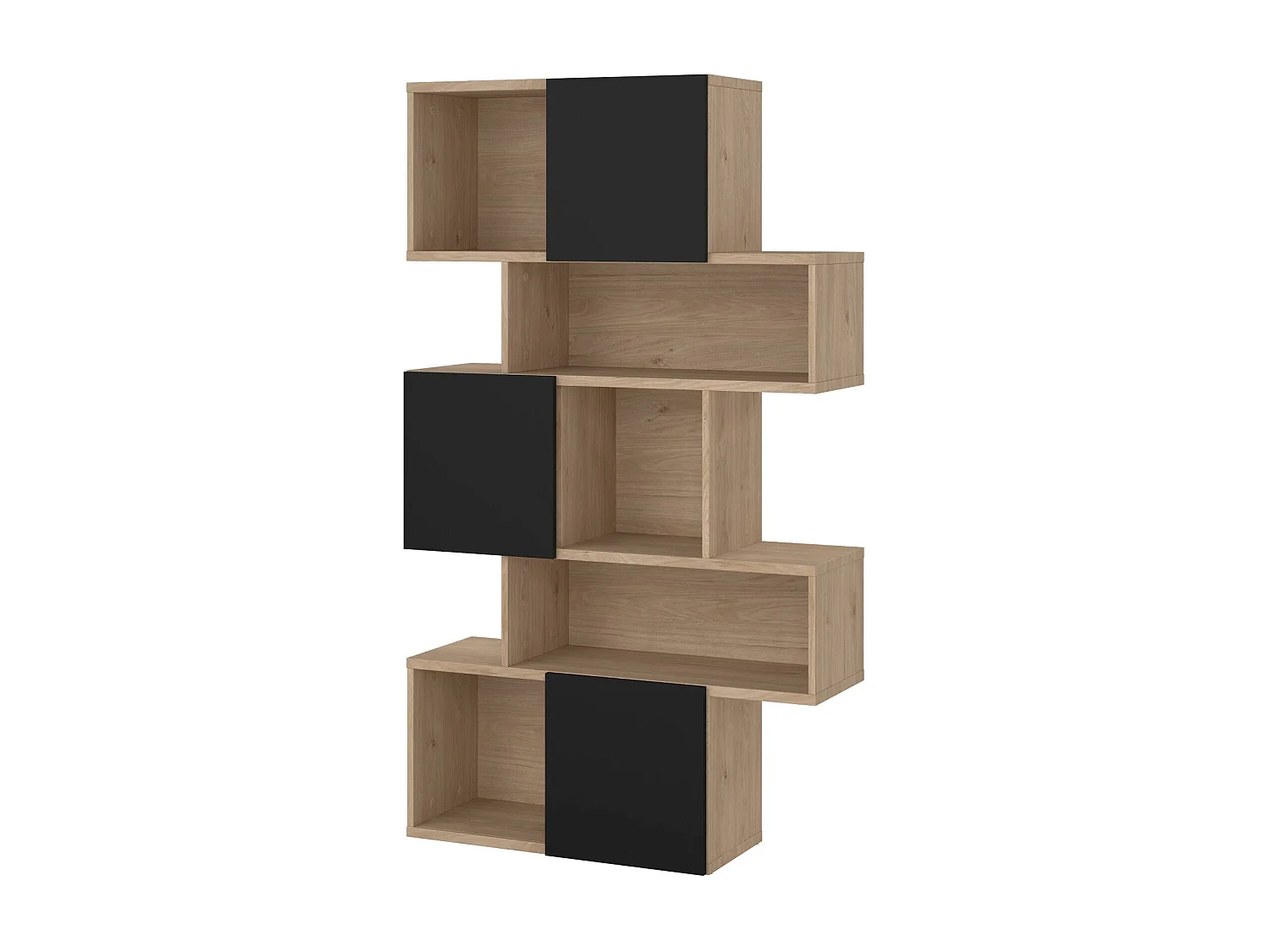 Bibliothèque Dsangall, Etagère de bureau, Porte-livre mobile, Librairie, 96x32 h166 cm, Chêne et Noir