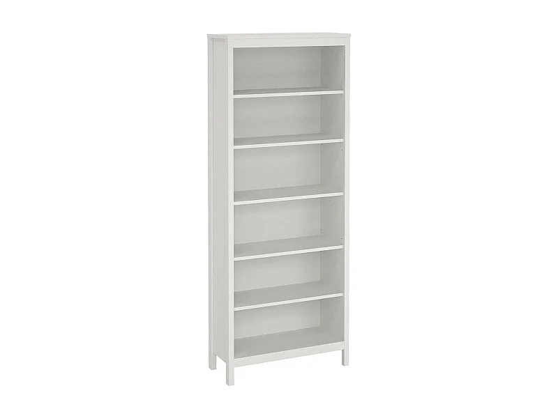 Bibliothèque Dtamez, Etagère de bureau, Porte-livre mobile, Librairie, 78x33 h199 cm, Blanc