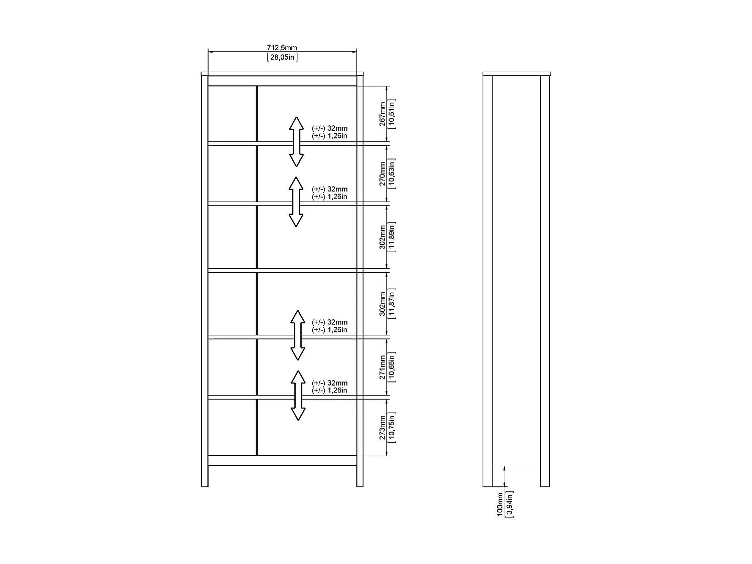Estante para libros Dtamez, Estante de oficina, Porta libros móvil, Biblioteca, 78x33 h199 cm, Blanco