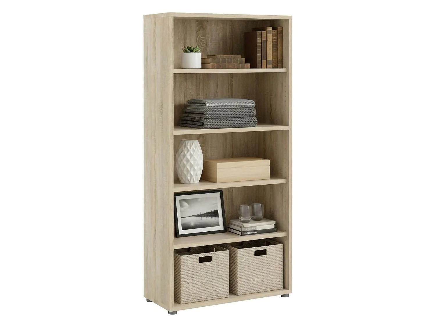Bibliothèque Dtedold, Etagère de bureau, Porte-livre mobile, Librairie, 89x40 h186 cm, Chêne