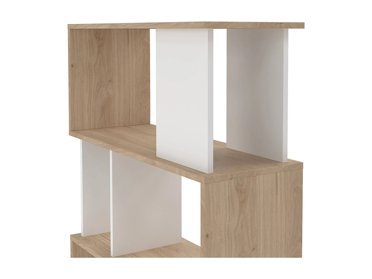 Bibliothèque Dscamacc, Etagère de bureau, Porte-livre mobile, Librairie, 80x30 h174 cm, Chêne clair et Blanc