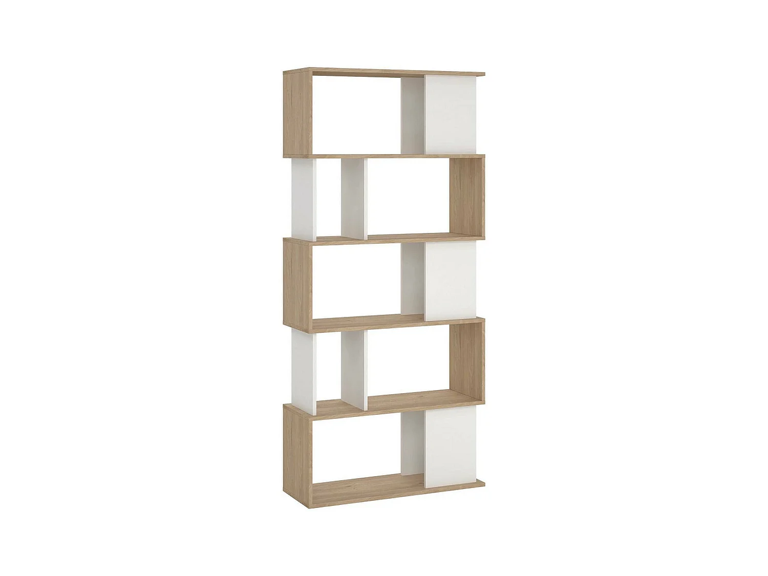 Bibliothèque Dscamacc, Etagère de bureau, Porte-livre mobile, Librairie, 80x30 h174 cm, Chêne clair et Blanc