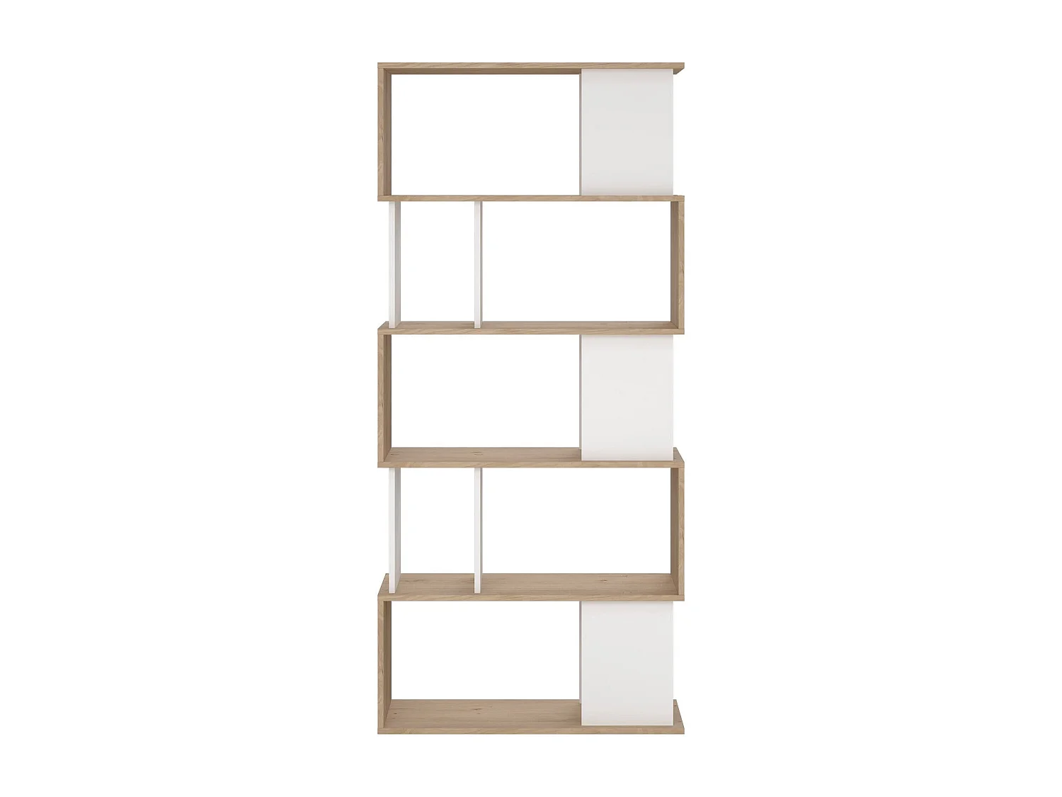 Dscamacc boekenkast, Kantoorplank, Boekenkast, Bibliotheek, 80x30 h174 cm, Eiken en Wit