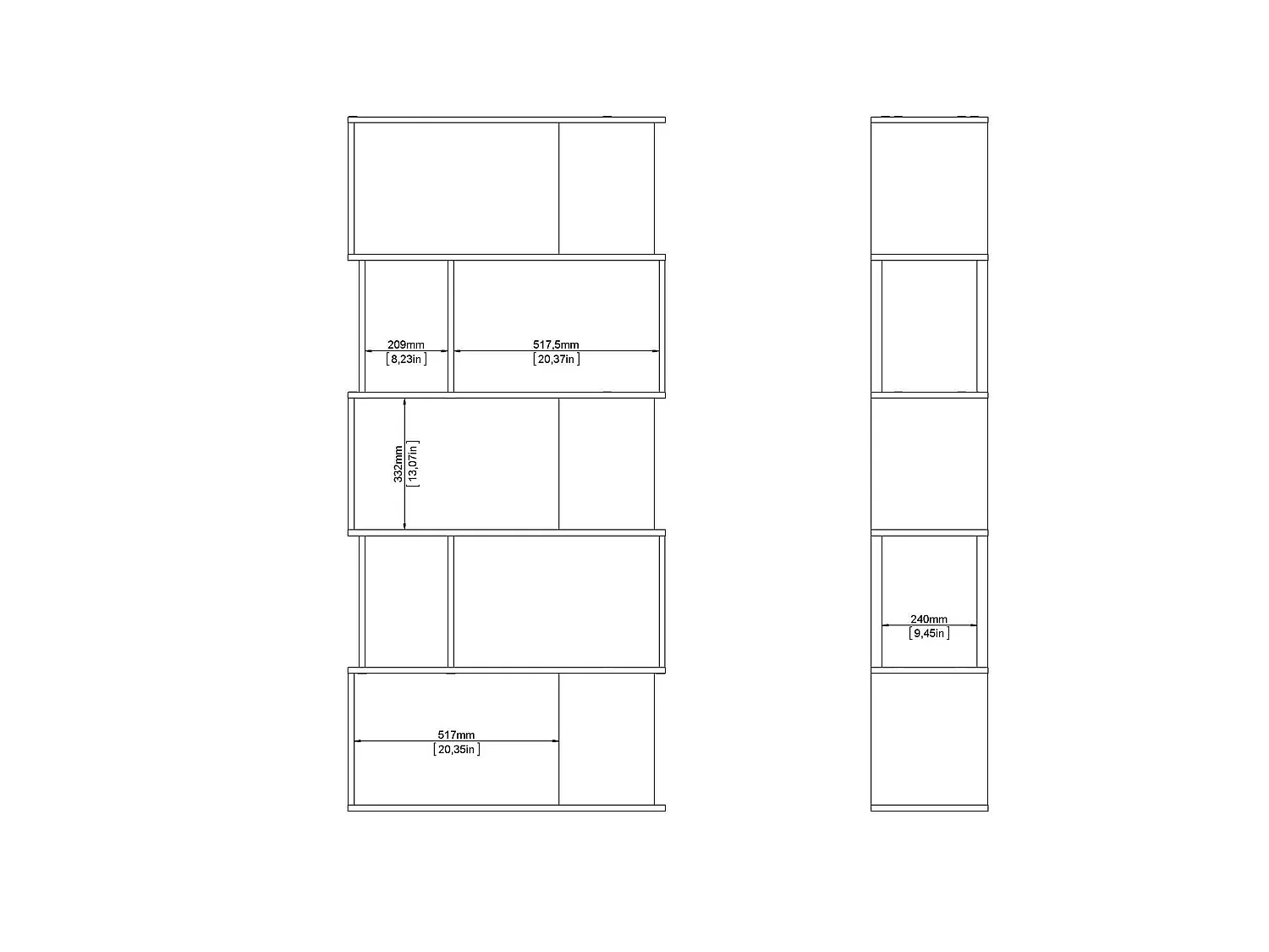 Bibliothèque Dscamacc, Etagère de bureau, Porte-livre mobile, Librairie, 80x30 h174 cm, Chêne clair et Blanc