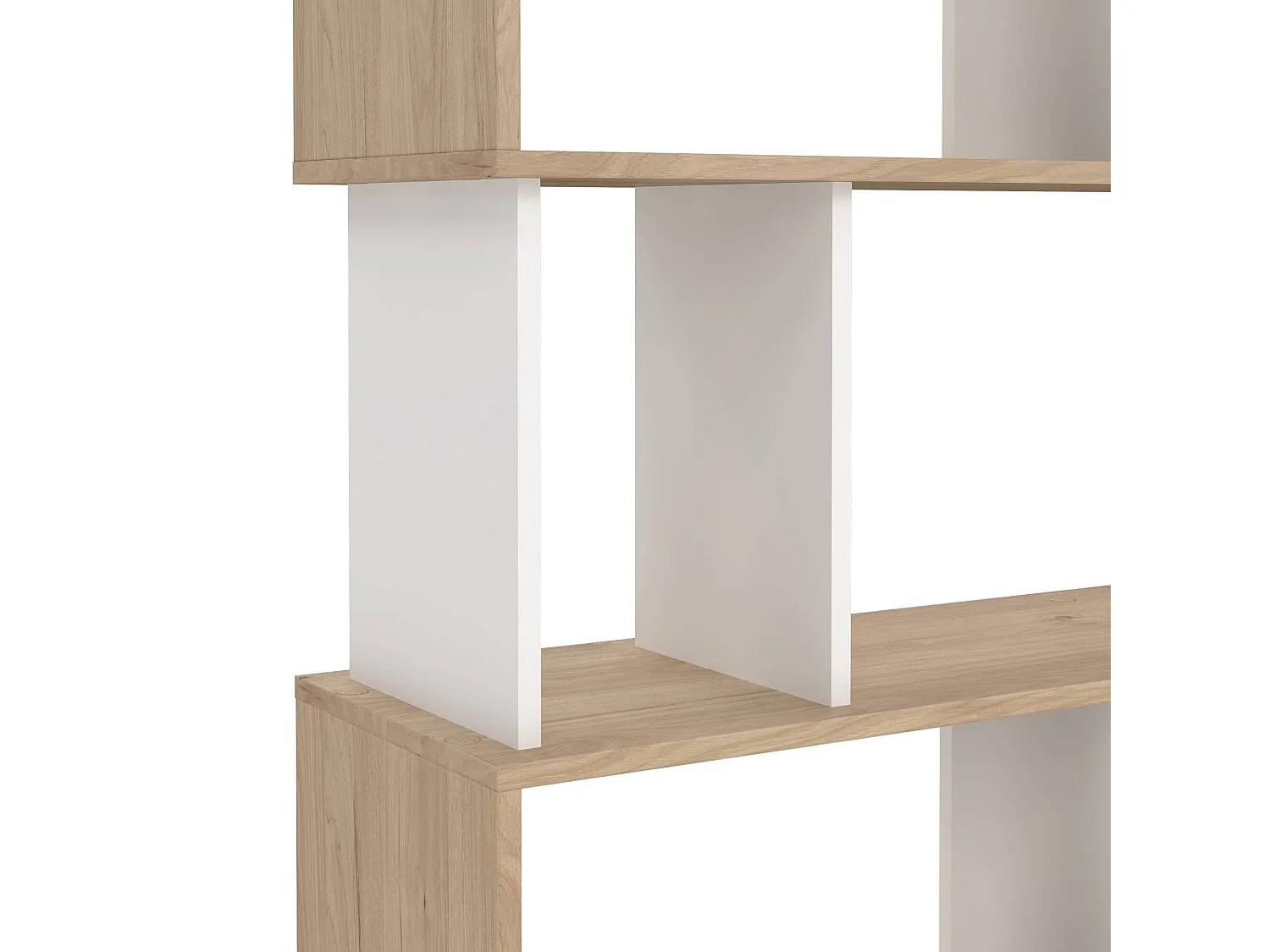 Bibliothèque Dscamacc, Etagère de bureau, Porte-livre mobile, Librairie, 80x30 h174 cm, Chêne clair et Blanc