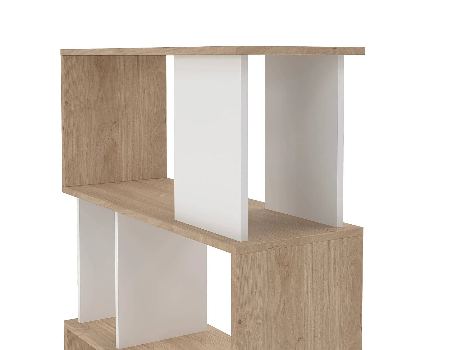 Bibliothèque Dscamacc, Etagère de bureau, Porte-livre mobile, Librairie, 80x30 h174 cm, Chêne clair et Blanc