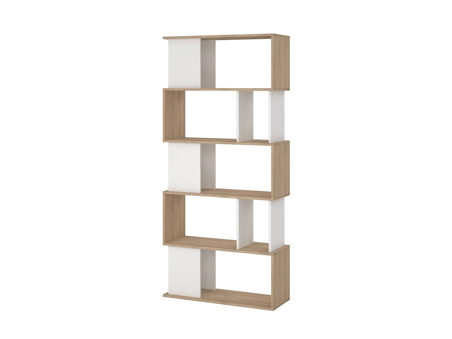 Bibliothèque Dscamacc, Etagère de bureau, Porte-livre mobile, Librairie, 80x30 h174 cm, Chêne clair et Blanc